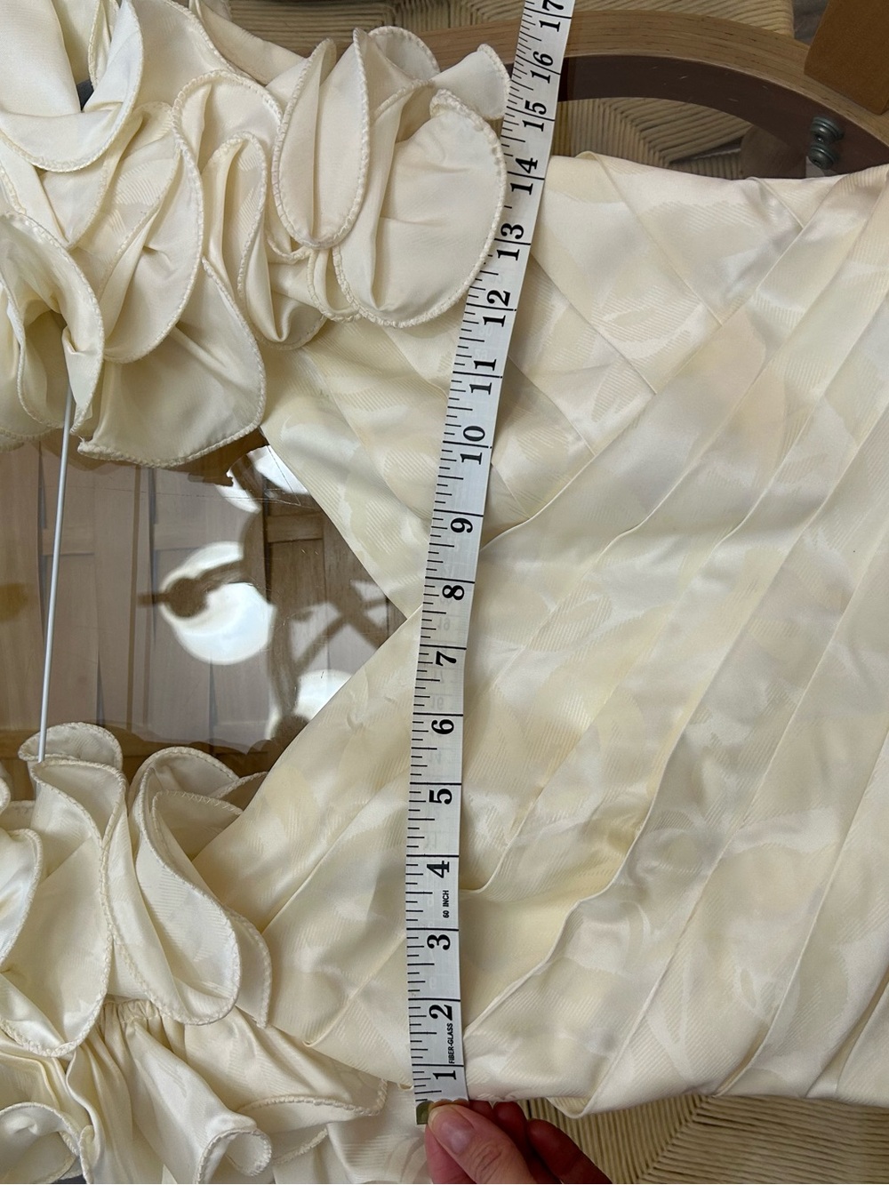 Vintage Joseph Ribkoff Ivory Ruffle V-Neck Colorblock Dress - Picture 13 of 13